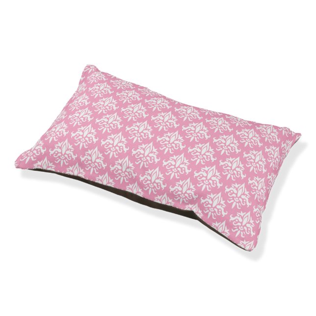 Light Pink Beautiful Damask Pattern Pet Bed (Angled)