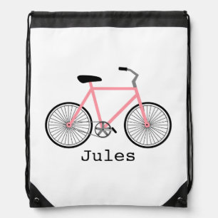 Light Pink Bicycle Drawstring Backpack