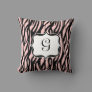 Light Pink, Black and White Zebra Monogram Cushion