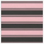 [ Thumbnail: Light Pink & Black Colored Striped/Lined Pattern Fabric ]