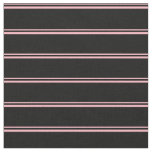 [ Thumbnail: Light Pink & Black Colored Striped/Lined Pattern Fabric ]