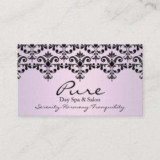 Light Pink & Black Elegant Damask Business Card