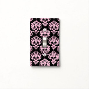 Light Pink & Black Glam Pattern Modern Chic Light Switch Cover