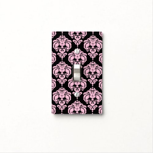 Light Pink  Black Glam Pattern Modern Chic Light Switch Cover