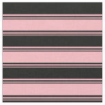 [ Thumbnail: Light Pink & Black Lines/Stripes Pattern Fabric ]