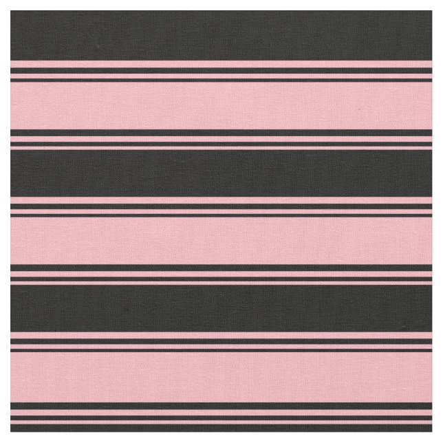 Light Pink & Black Lines/Stripes Pattern Fabric (Close Up)