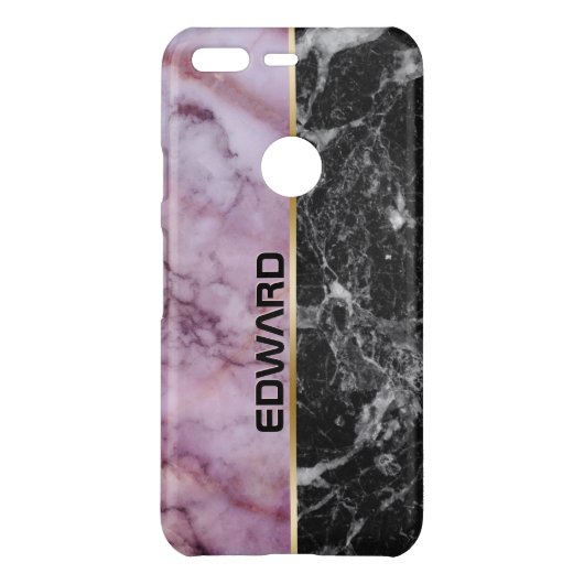 Light Pink & Black Marble Stone Uncommon Google Pixel Case (Back)
