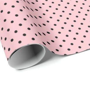 Light Pink Black Polka Dot Wrapping Paper