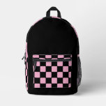 Light Pink &amp; Black Unique Pattern for School Printed Backpack