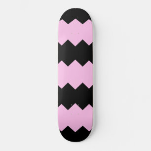 Light Pink & Black Zig Zag Stripe Skateboard Deck
