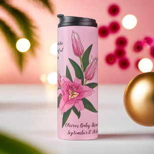 Light Pink Blooming Lily Thermal Tumbler