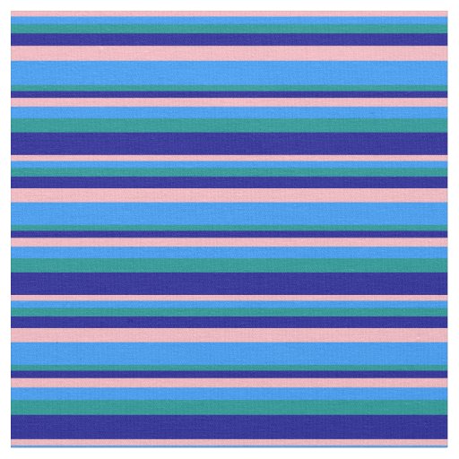 Light Pink, Blue, Dark Cyan & Dark Blue Stripes Fabric