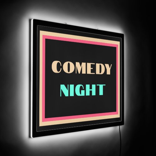 Light Pink Blue Orange Text Bar Pub Comedy Night LED Sign