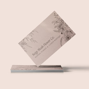 Light Pink Blush Calligraphy Flower Bouquet Garden Business Card