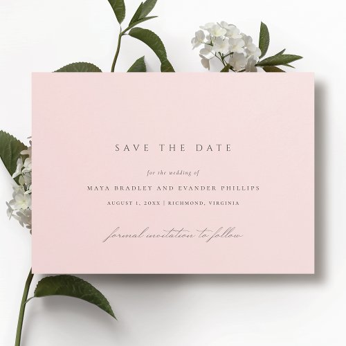 Light Pink Blush  Elegant Simple Wedding Save The Date