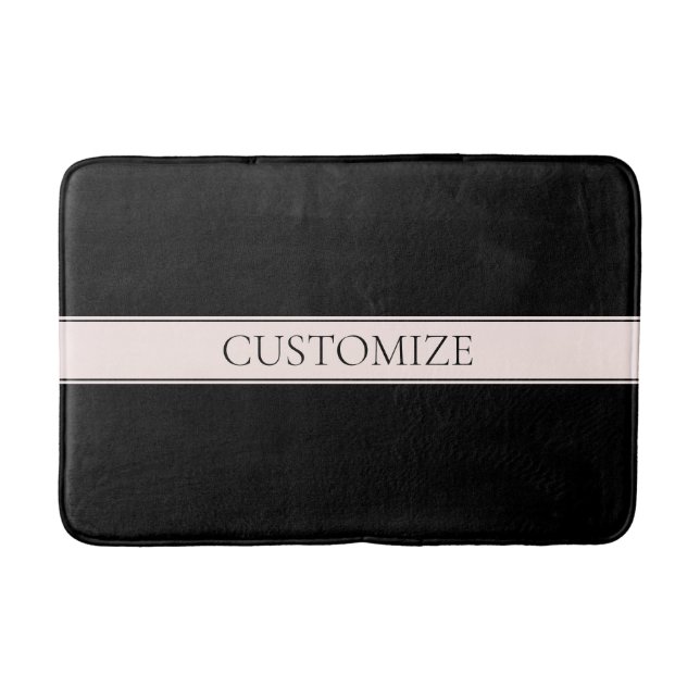 Light Pink Blush Stripe & Elegant Editable Text Bath Mat (Front)