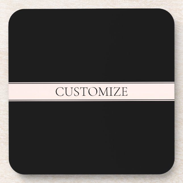 Light Pink Blush Stripe & Elegant Editable Text Beverage Coaster (Front)