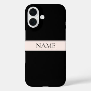 Light Pink Blush Stripe & Elegant Editable Text iPhone 16 Case