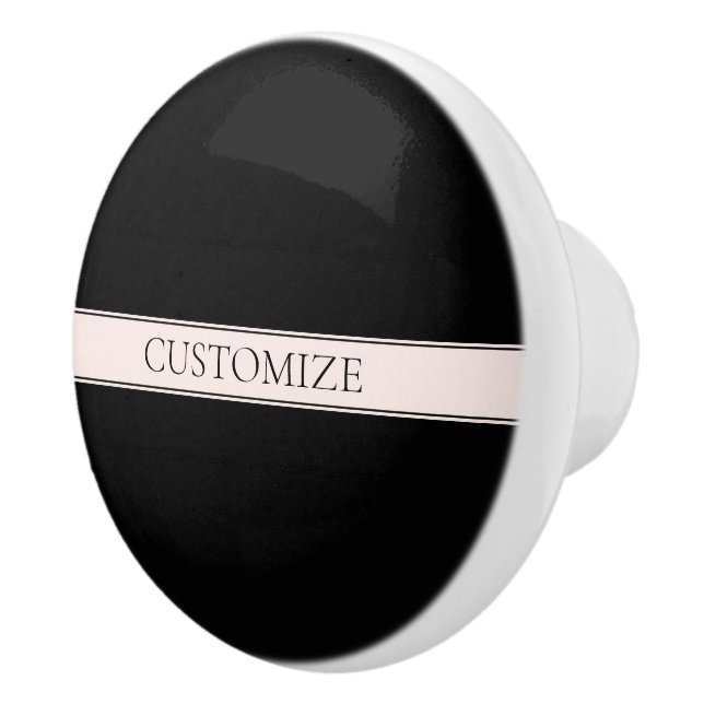 Light Pink Blush Stripe & Elegant Editable Text Ceramic Knob (Right)