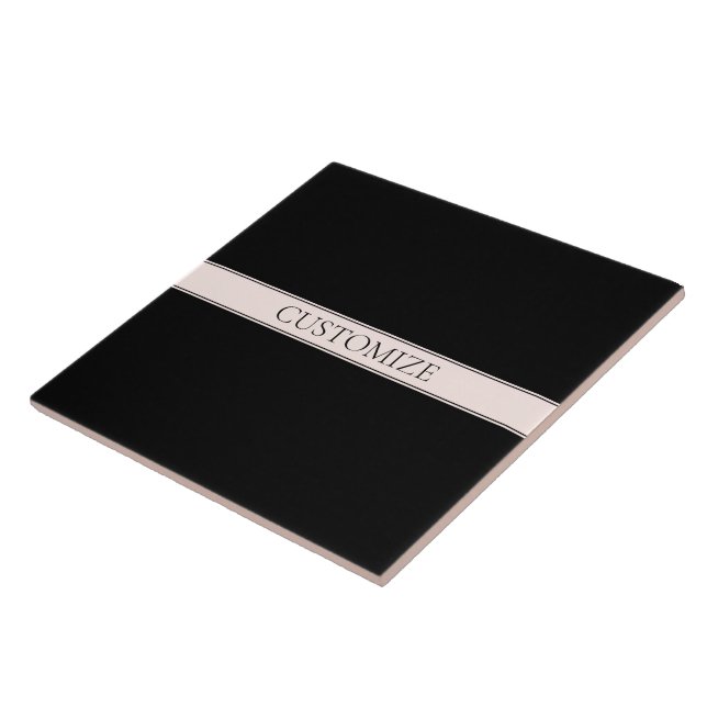Light Pink Blush Stripe & Elegant Editable Text Ceramic Tile (Side)