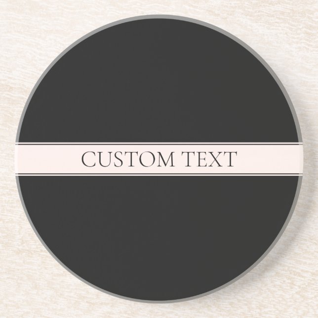 Light Pink Blush Stripe & Elegant Editable Text Coaster (Front)
