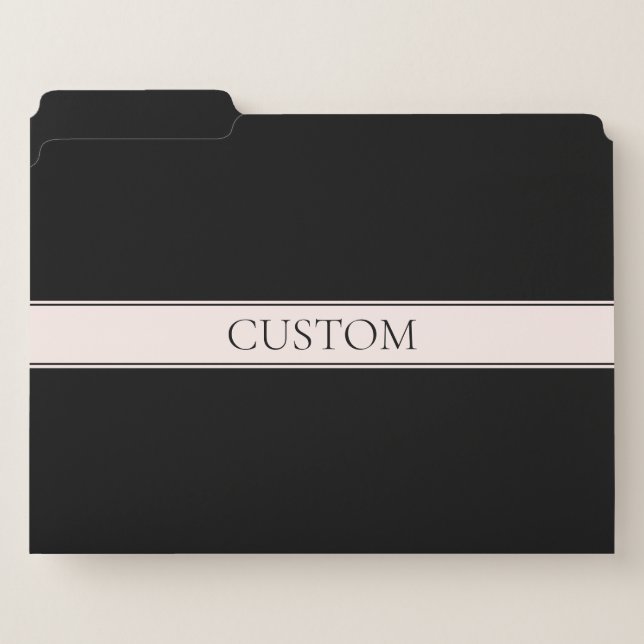 Light Pink Blush Stripe & Elegant Editable Text File Folder (Front Left)