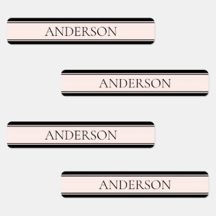 Light Pink Blush Stripe & Elegant Editable Text Labels