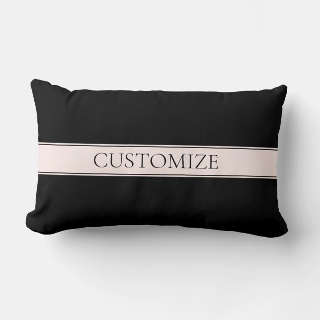 Light Pink Blush Stripe & Elegant Editable Text Lumbar Pillow (Front)