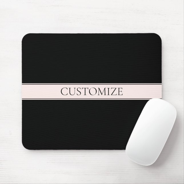 Light Pink Blush Stripe & Elegant Editable Text Mouse Pad (With Mouse)