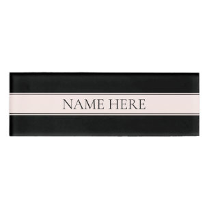 Light Pink Blush Stripe & Elegant Editable Text Name Tag