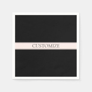 Light Pink Blush Stripe & Elegant Editable Text Napkins