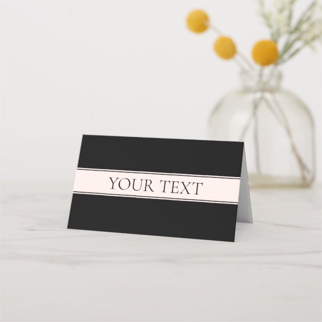 Light Pink Blush Stripe & Elegant Editable Text Place Card (Front)