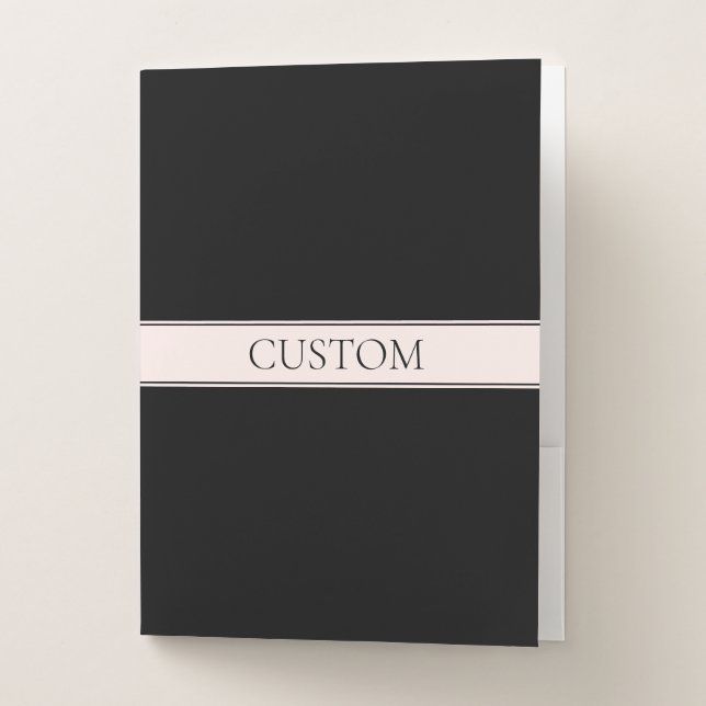 Light Pink Blush Stripe & Elegant Editable Text Pocket Folder (Front)