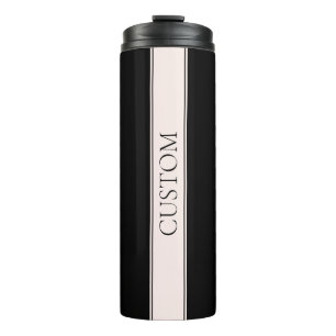 Light Pink Blush Stripe & Elegant Editable Text Thermal Tumbler
