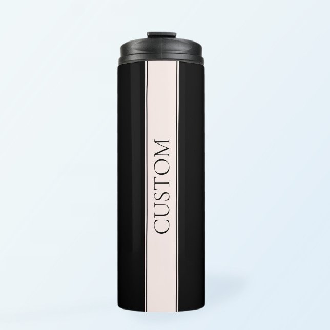 Light Pink Blush Stripe & Elegant Editable Text Thermal Tumbler (Creator Uploaded)