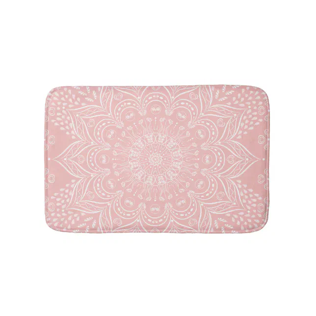 Light Pink Boho Style Mandala Pattern Bath Mat | Zazzle