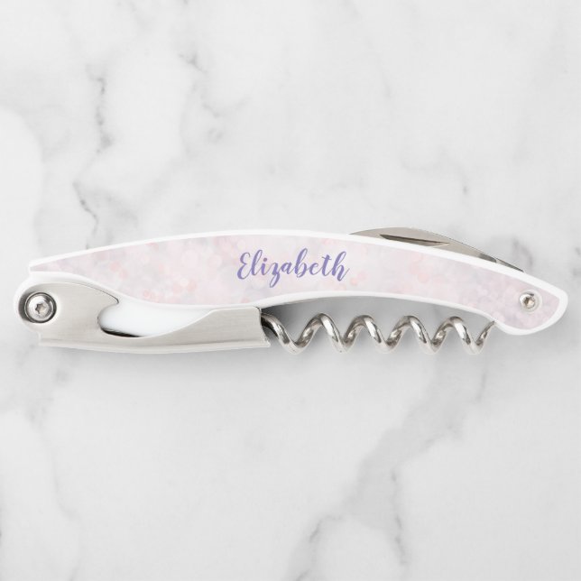 Light Pink Bokeh Pattern Corkscrew Bottle Opener (Front)