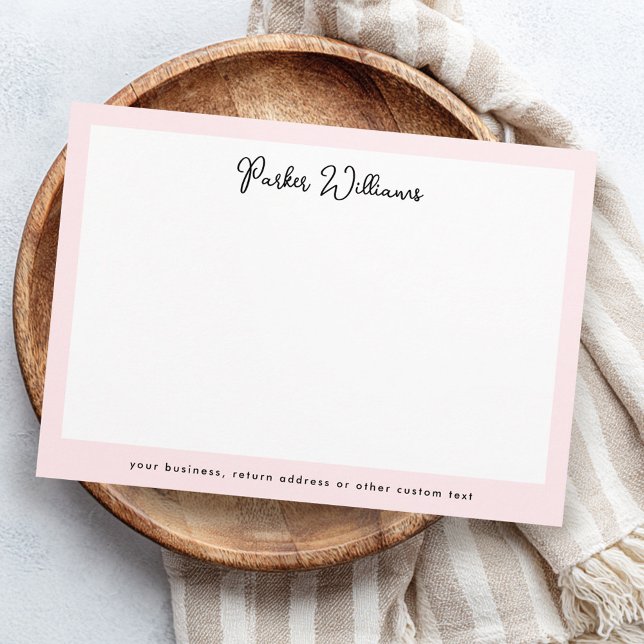 Light pink border handwritten script name note card (Light pink border handwritten script name note card)