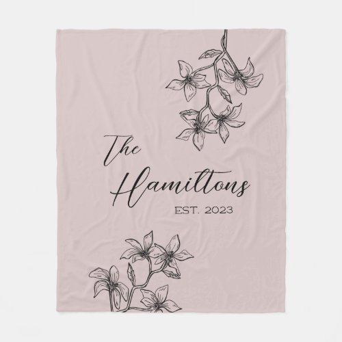 Light Pink Botanical Family Fleece Blanket