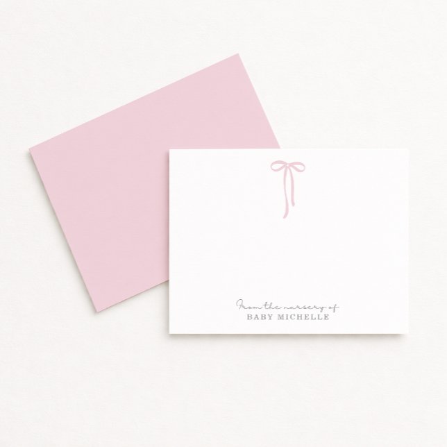 Light PINK Bow from the nursery of, thank you card (Creator Uploaded)