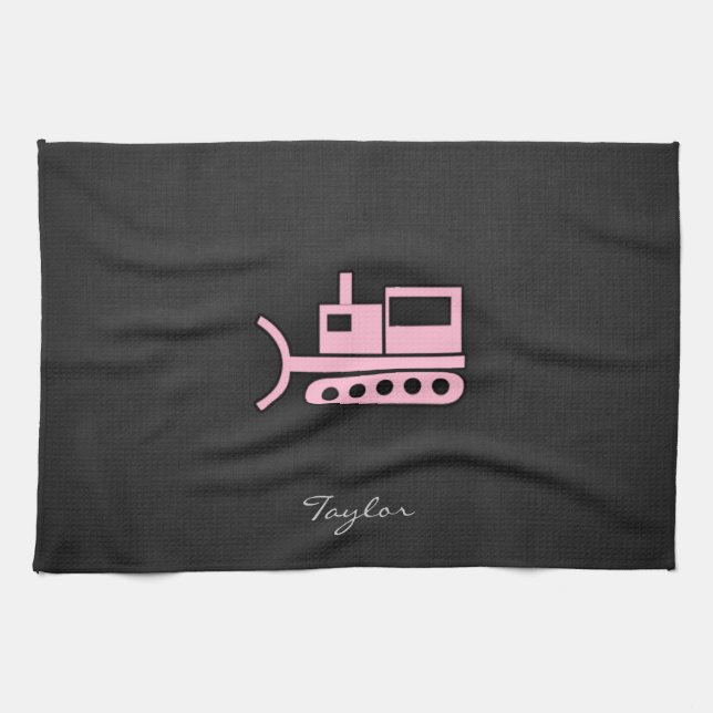 Light Pink Bulldozer Towel (Horizontal)