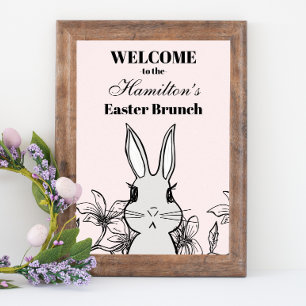 Light Pink Bunny Easter Brunch Poster