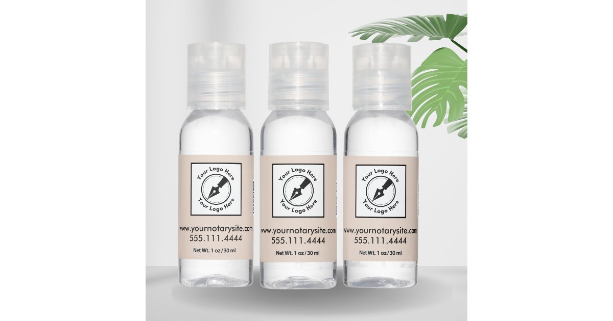 Light Pink Business Logo QR Code Promotion Notary Hand Sanitizer | Zazzle