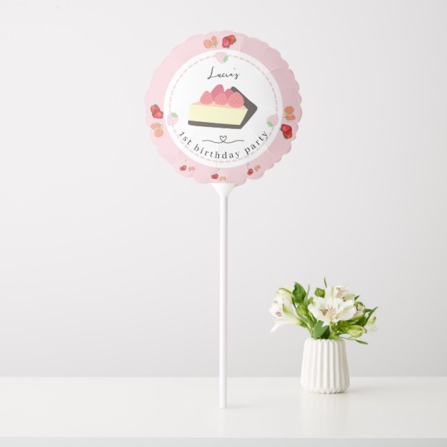 Light Pink Cake & Berry Girl 1st birthday Balloon (In SItu)