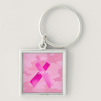 Light Pink Camouflage Pink Ribbon Date Key Chain