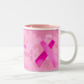 Light Pink Camouflage Pink Ribbon Date Mug