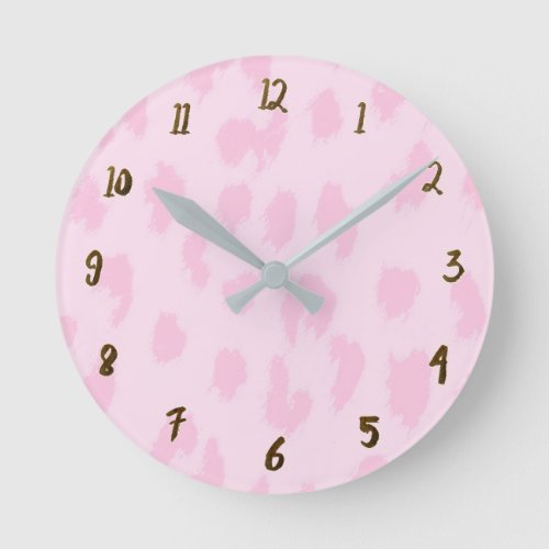 Light Pink Cheetah Leopard Print Spots Custom Round Clock