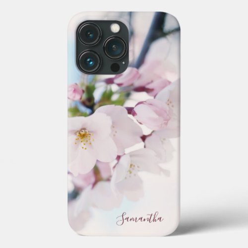 Light Pink Cherry Blossoms Floral Custom iPhone 13 Pro Case