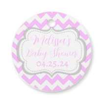 Light Pink Chevron Baby Shower Circle Favor Tags