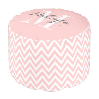 Light Pink Chevron Custom Monogram Pouf Light Pink Chevron Custom Monogram Pouf